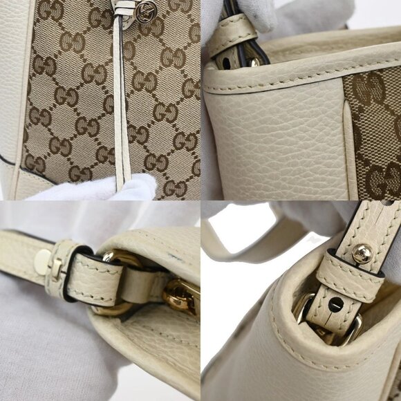 GUCCI Bree GG Pattern 2Way Shoulder Hand Bag Canvas Leather Brown White 93EF241 - Picture 10 of 15